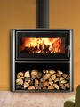 DS08C-Curved Wood Burning Stove With Log Box